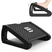 Unyqoos Ergonomische, höhenverstellbare Fußstütze mit Massagefunktion – 6 Stufen, neigbar 25–75° | Robustes Kunststoff, Anti-Rutsch, 4 Massagerollen für Büro, Zuhause & Reise