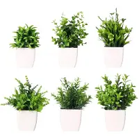 Unyqoos 6er-Set Mini-Kunstpflanzen 18 cm (Topf 7 cm) – realistische, pflegeleichte Deko-Pflanzen aus ungiftigem PVC, wasserfest für Wohnraum & Büro