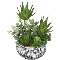 Unyqoos Künstliche Sukkulenten im Keramiktopf, grün – pflegeleichte Deko (PE), 29 cm, Topf 8,5×16 cm für Zuhause & Büro