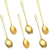 Unyqoos goldfarbenes Salatbesteck, 6-teilig – elegantes Servierbesteck aus hochwertigem Edelstahl, spülmaschinenfest, für Zuhause & Gastronomie