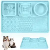 Unyqoos Anti-Rutsch Slow-Feeder & Lick-Matte – Silikon-Futtermatte mit Trinkreservoir für mittelgroße Hunde und Katzen, gegen Stress und Langeweile