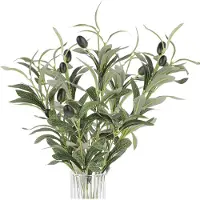 Unyqoos Künstliche Olivenzweige 5er-Set, 30 cm – realistische grüne Blätter & Schaumfrüchte, seidenähnlich, formbar (Draht/Eisen, kunststoffummantelt)
