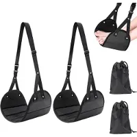 Unyqoos 2er-Set verstellbare, tragbare Fußstützen für Reise & Büro, atmungsaktives Mesh, Gurt 48–76 cm, kompakt mit Aufbewahrungsbeutel