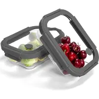 Unyqoos Glas-Frischhaltedosen Set, 2×630 ml – luftdicht & auslaufsicher, Borosilikatglas, mikrowellen-, ofen- und gefriergeeignet, elegantes Grau, ideal für Meal-Prep