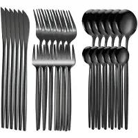 Unyqoos 30-teiliges Besteckset für 6 Personen, Edelstahl 304, goldfarben – Messer, Gabeln, Obstgabeln, Suppen- und Dessertlöffel, spülmaschinenfest, Geschenkbox
