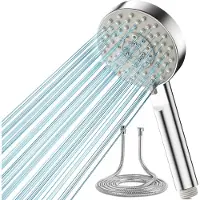 Unyqoos Wassersparender Handduschkopf (ABS, verchromt) mit 2 m Edelstahl-Duschschlauch, 5 Strahlarten & Turbotechnologie