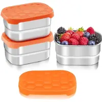 Unyqoos 2er-Set auslaufsichere Edelstahl-Snackboxen 230 ml – luftdicht mit Silikondeckel, kompakt für Snacks, Dips und Saucen