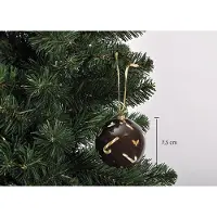Unyqoos 6er-Set handdekorierte Weihnachtskugeln Ø 7,5 cm mit Stoffband – Decoupage in eleganter Havana-Geschenkbox mit Display-Case und Bandverschluss