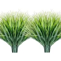 Unyqoos Künstliche smaragdgrüne Pflanzenbündel, 16er-Set, 35–43 cm verstellbar, 7 flexible Stängel/Bund, UV-beständig, pflegefrei für Innen & Außen