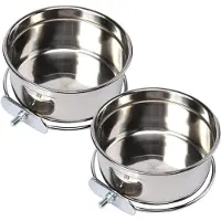 Unyqoos 2er-Set Futternäpfe aus rostfreiem Edelstahl mit Klemme für Vogelkäfig – abnehmbar, spülmaschinenfest, ideal für Papageien und Sittiche