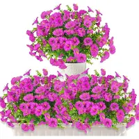 Unyqoos Kunstblumen 6er-Set – wetterfest & UV-beständig, für Innen & Außen, 37 cm, je Bouquet 7 flexible Stiele / 21 Blüten, pflegeleicht