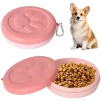 Unyqoos Tragbare auslaufsichere Trink- & Futterschale 370 ml, 14×14×4 cm, Kunststoff mit Karabiner – für Reisen & Spaziergänge (Hunde & Katzen)