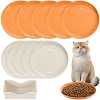 Unyqoos Buntes Katzenfutternapf-Set (10 Stück) – lebensmittelechtes PP, BPA-frei, flache Schale mit breiter Öffnung für Kätzchen & kurzbeinige Katzen, stapelbar, spülmaschinenfest
