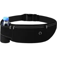 Unyqoos Wasserdichte Laufgürteltasche mit verstellbarem Gürtel, 3 geräumige Fächer, reflektierende Streifen, atmungsaktiv, Taillenumfang 60–120 cm, Platz für 500 ml Flasche