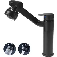 Unyqoos Schwarze drehbare Küchenarmatur mit Brause – 360° Schwenk, 2 Wasserstufen, Keramikkartusche, blei- & er Edelstahl für Küche & Bad