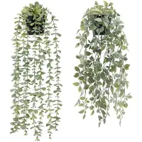 Unyqoos Set (2 Stück) realistische künstliche Hängepflanzen aus hochwertigem Kunststoff, pflegefrei, verstellbare Zweige – Wand- & Balkon-Dekor innen/außen