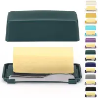 Unyqoos Butterdose mit Deckel und Edelstahl-Buttermesser – 17,5 x 9 x 5 cm, lebensmittelecht, Deckel als Schneidebrett, spülmaschinengeeignet