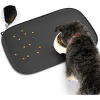 Unyqoos Silikon-Futtermatte – wasserdichte Napfunterlage mit Auffangfach und erhöhten Rändern, spülmaschinenfest, für Hunde & Katzen, verschiedene Größen