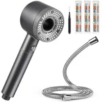 Unyqoos wassersparender Duschkopf mit 5 Strahlarten, Anti‑Kalk & 3‑stufigem Filtersystem, 1,5 m rostfreier Stahlbrauseschlauch, universeller Anschluss