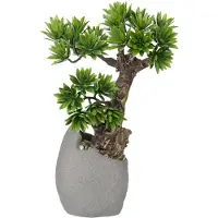 Unyqoos Kunstbonsai – naturgetreue, pflegeleichte künstliche Bonsai mit stilvollem Zementtopf und bunten Kieselsteinen, Dekoration für Wohn-, Schlaf- & Arbeitsräume