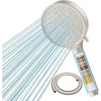 Unyqoos Handbrause mit 20‑lagigem Filter – wassersparend, 6 Strahlarten, verchromtes ABS, inkl. 1,5 m Antiknick-Schlauch & G12-Anschluss