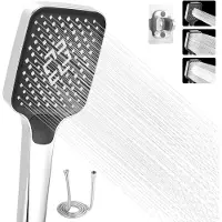 Unyqoos Wassersparende Handbrause 105 mm Duschkopf mit Schlauch & Halter, 3 Strahlarten, verchromtes ABS, Silber, universeller G12-Anschluss