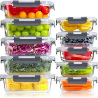 Unyqoos 10-teiliges Set Aufbewahrungsdosen aus Borosilikatglas – 5 große & 5 kleine, luftdichte Deckel mit Silikondichtung und 4-seitigem Verschluss, mikrowellen-, ofen- & gefriergeeignet