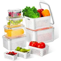 Unyqoos Set 6 Frischhaltedosen mit Deckelsieb, BPA‑freies dickwandiges PP, 0,38/0,8/1,7/3,15/4,15/6,2 L, auslaufsicher mit Silikondichtung, mikrowellen-/gefrier-/spülmaschinengeeignet