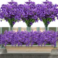 Unyqoos wetterfeste Kunstblumen-Set – 16 Bundles, je 5 flexible Stiele & üppiges grünes Laub, UV-beständig und pflegefrei für Balkon, Garten & Fensterdekoration