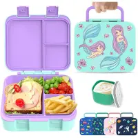 Unyqoos Auslaufsichere Lunchbox mit mehreren Fächern – kindgerecht, 25 x 16 x 5 cm, 410 g, lebensmittelechtes Polypropylen, BPA‑frei, mikrowellen‑ & spülmaschinengeeignet, Tragegriff