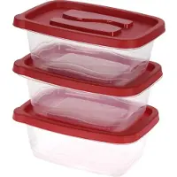 Excellent houseware Aufbewahrungsschalen/Aufbewahrungsbehalter - blauer Deckel - 3x Stuck - 1020 ml - Frischhalteschalen