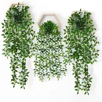 Unyqoos Künstliche hängende Pflanzen, 3er-Set – 2 Ranken + 1 Eukalyptus, Grün, 50–80 cm, für Innen & Außen, pflegefrei, mit beschwertem schwarzem Topf