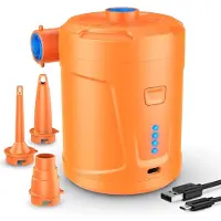 Unyqoos Tragbare elektrische Luftpumpe – wiederaufladbarer 5200 mAh Akku, 15 W / 300 l/min, 3 Aufsätze, USB-Ladefunktion für Luftkissen, Luftmatratzen und Pools