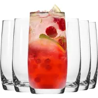 Unyqoos Longdrinkgläser 6er-Set – 350 ml Glas, transparent, spülmaschinenfest, elegantes leicht gerundetes Design für Zuhause & Gastronomie