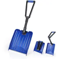 Unyqoos Klappbare, tragbare Schneeschaufel – verstellbar 36–80 cm, ergonomischer PVC‑Gummigriff, Polypropylen‑Stiel, Aluminiumkante, 1,17 kg, bis −25 °C