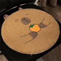 Unyqoos Rutschfestes Kinder‑Stuhlkissen 40 x 40 cm, rund, Plüsch mit Capybara‑Motiv, Baumwollfüllung, abnehmbarer waschbarer Bezug für Haus & Schule