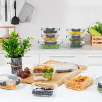 Unyqoos 5er-Set Frischhaltedosen aus Borosilikatglas 1050 ml (20×16×7 cm) – luftdichtes LockTab, herausnehmbare Silikondichtung, ofen‑, mikrowellen‑ & gefriergeeignet, BPA‑frei