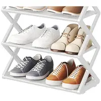 Unyqoos Schuhregal – platzsparend & verstellbar, 4 Ebenen für bis zu 12 Paar Schuhe, faltbar, stabil für Flur oder Schrank, einfache Montage ohne Werkzeug