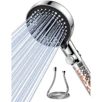 Unyqoos Handbrause mit Dreifach-Filter – wassersparend & Hochdruck, 6 Strahlarten, Stopp-Funktion, Antikalk-Silikondüse, 1,5 m Edelstahl-Schlauch