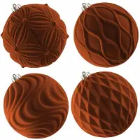 Unyqoos 4er-Set große Weihnachtskugeln in Samt‑Optik, bruchsicheres UV‑beständiges Kunststoff mit Retro‑Relief, festliche Deko für Innen & Außen