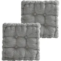 Unyqoos 2er-Set Sitzkissen 40x40 cm, 8 cm dick – Mais‑Velours Bezug, Baumwollfüllung, für innen & überdachte Außenbereiche