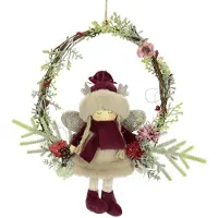 Unyqoos Rattan-Weihnachtskranz mit Tannenzweigen, Beeren & festlicher Deko – mit Aufhängeschlaufe, eleganter Tür‑ und Wandkranz für Innen