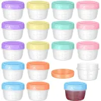 Unyqoos 18er Set kleine wiederverwendbare Gefrierdosen 80 ml – auslaufsichere Schraubdeckel, BPA‑frei, Messskala, spülmaschinenfest, 6 Farben