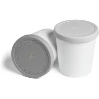Unyqoos 2er-Set Eisbehälter 1 L – BPA‑freie Silikondeckel (hell-/dunkelgrau), Kunststoff, 13,5 x 12,1 cm, spülmaschinenfest