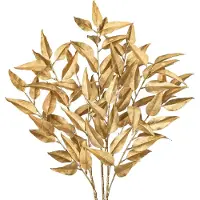 Unyqoos Set mit 3 goldenen künstlichen Eukalyptuszweigen – dekorative Deko‑Zweige, verstellbare Blätter & biegsame Stiele, pflegeleichte Weihnachts- und Tischdekoration