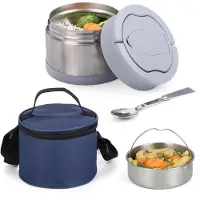 Unyqoos Thermo-Lunchbox 700 ml – Edelstahl, vakuumisoliert & doppelwandig, 6 Std warm / 8 Std kalt, auslaufsicherer Schraubdeckel, inkl. Löffel & Tragegriff