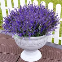 Unyqoos 10er-Set künstlicher Lavendel – je 7 Zweige, ca. 35 cm, wetterfest & UV-beständig, ideal für Balkon, Terrasse & Gartendeko