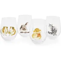 Unyqoos Trinkgläser 4er-Set 550 ml – elegante Gläser mit einzigartigem Kunstmotiv, handgefertigt