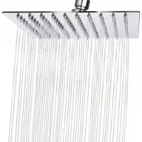 Unyqoos Quadratischer Regenduschkopf, rostfreier Edelstahl 24,5×24,5 cm, 1,4 mm ultradünn, selbstreinigende Silikondüsen, verstellbarer Wasserdruck, G12-Anschluss