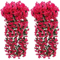 Unyqoos Künstliche Blumengirlande 90 cm, Rot – 2er-Set mit realistischen Blumen & Blättern, Kunststoffranken, Deko für Innen & Außen, Hochzeit